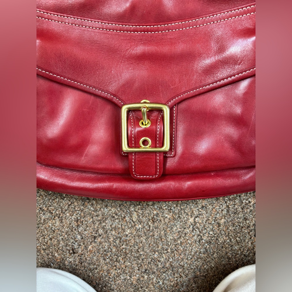 Rare Vintage Y2K Coach Legacy Saddle Bag 9340 Cherry Red - Picture 4 of 12